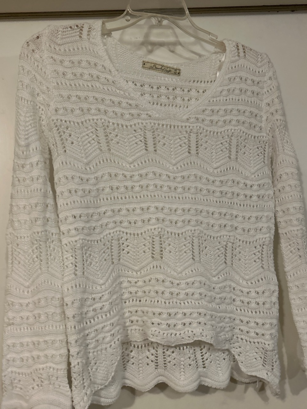 Women’s White Crochet Scoop Neck Sweater